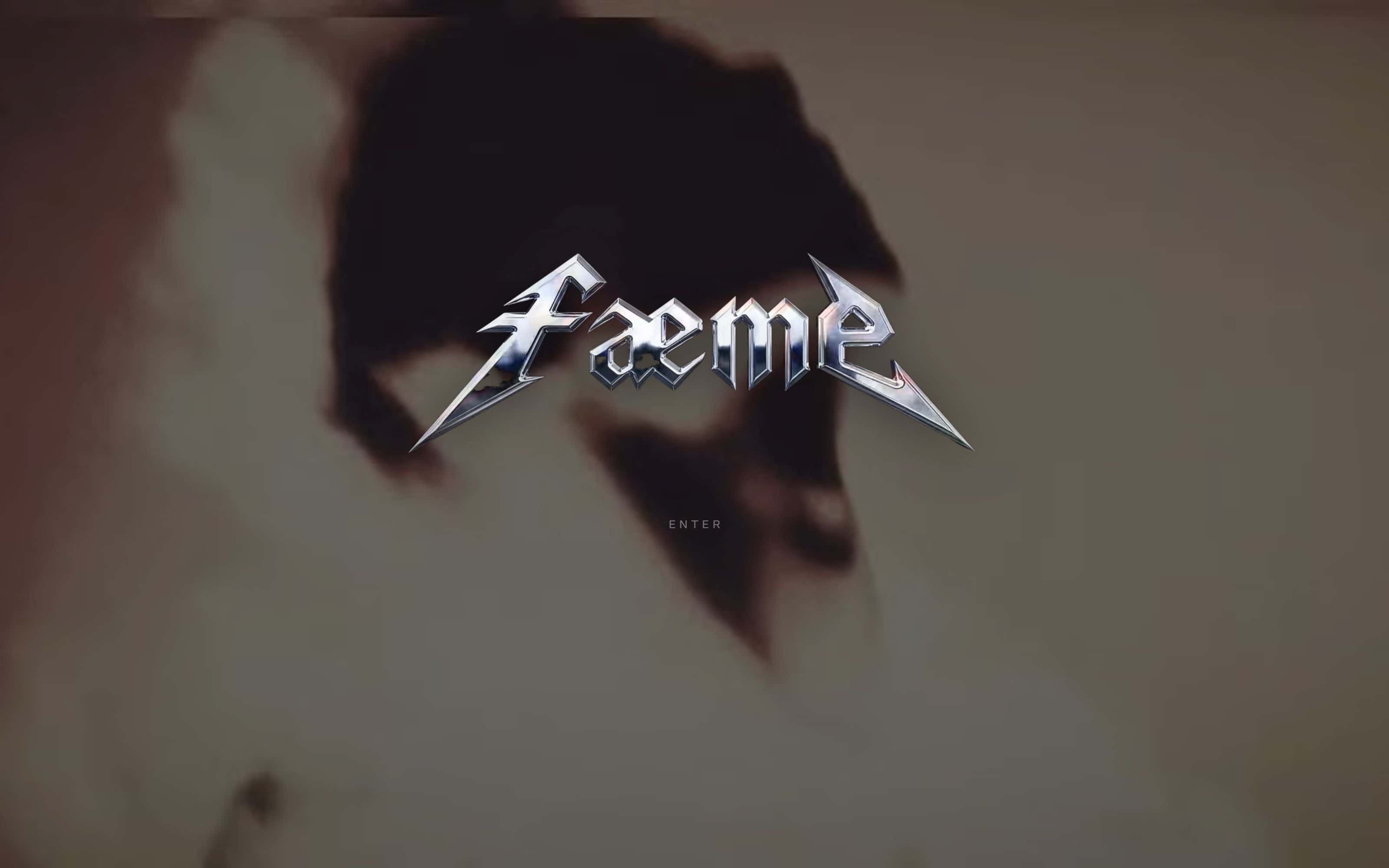 The faeme entry screen: a chrome metal logotype over dark infrared imagery